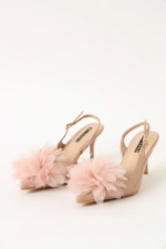 Chiffon Flower Slingback Stiletto Heels