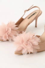 Chiffon Flower Slingback Stiletto Heels - Image 2