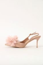 Chiffon Flower Slingback Stiletto Heels - Image 3