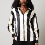 Long Sleeve Stripe Satin Shirt