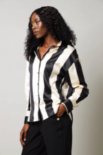 Long Sleeve Stripe Satin Shirt - Image 3