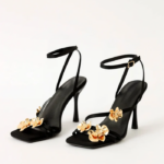 Metal Flower High Stiletto Heels