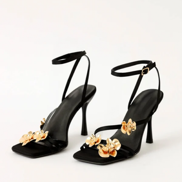 Metal Flower High Stiletto Heels