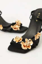 Metal Flower High Stiletto Heels - Image 2