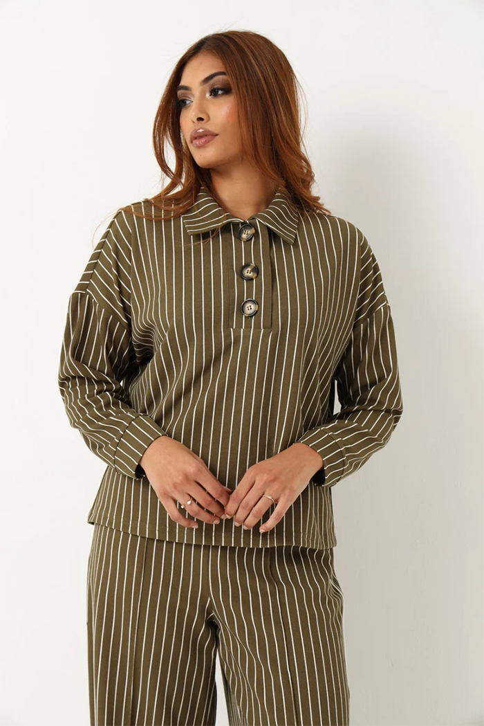 legit-placket-stripe-top-sage-f Placket Stripe Top - Image 1