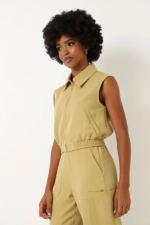 Sleeveless Collared Waist Top - Image 4